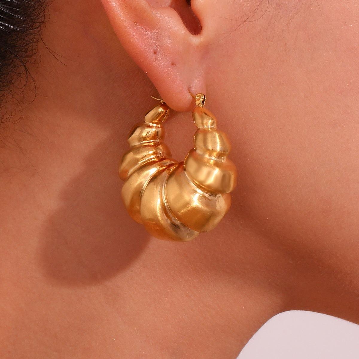 Boucles d'oreilles en forme de croissant plaqué or 18 carats pour femme