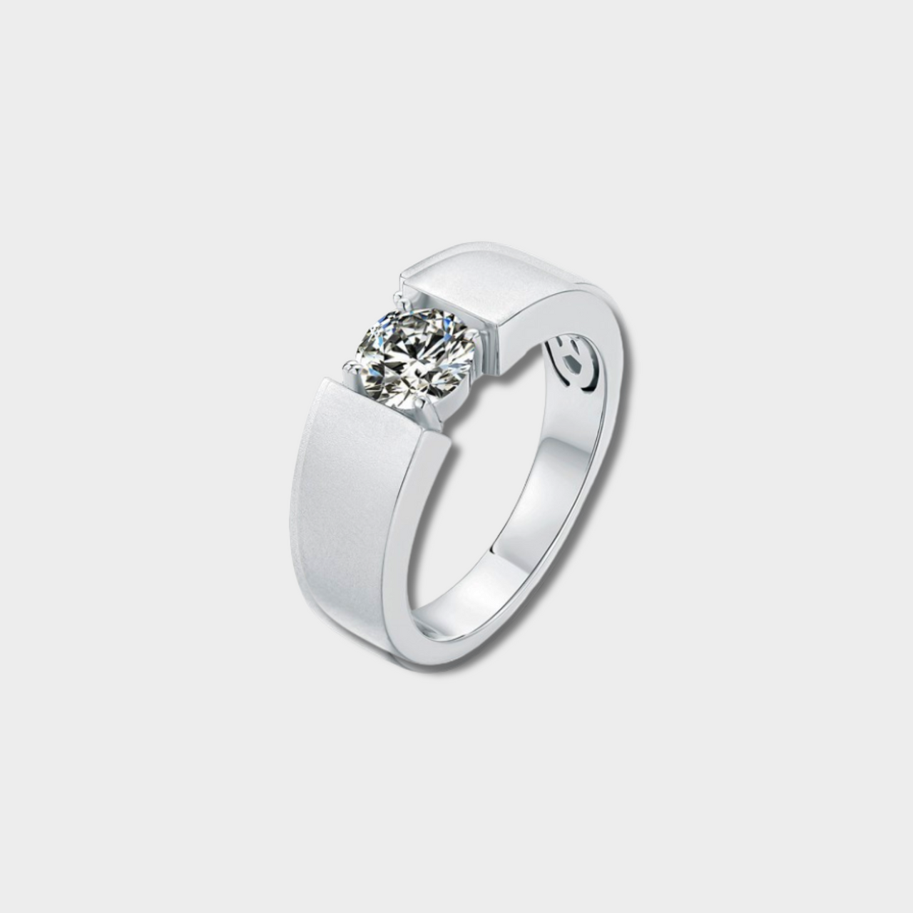 Bague Homme en Moissanite 1 Carat - Design Moderne en Or Blanc