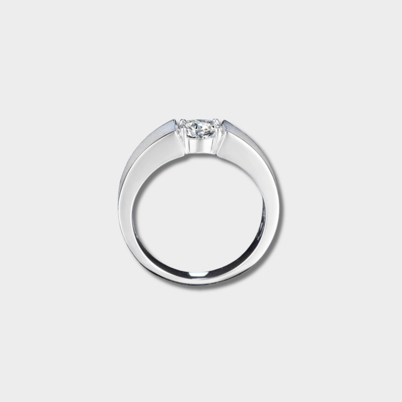 Bague Homme en Moissanite 1 Carat - Design Moderne en Or Blanc