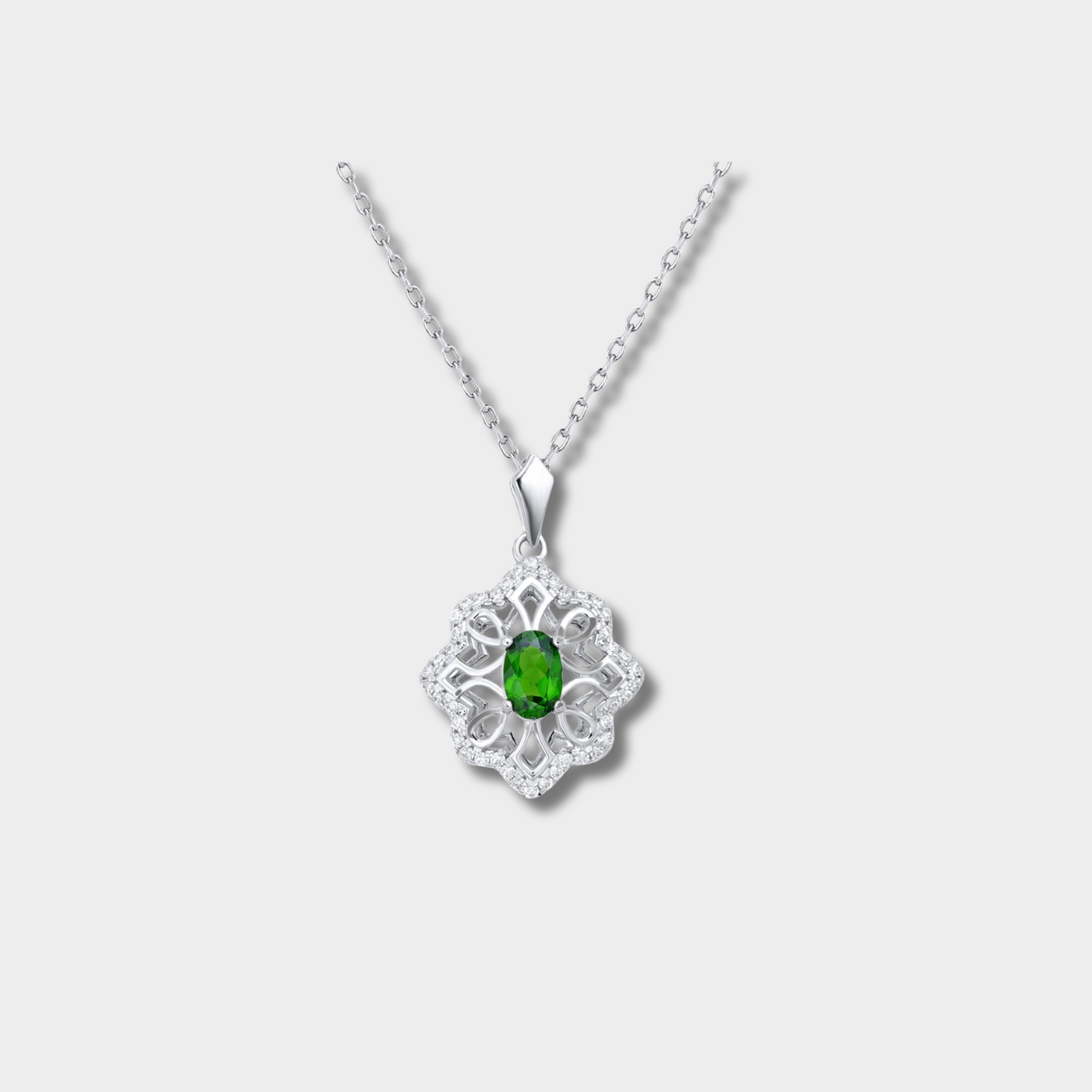 Pendentif Fleur d’Émeraude En Argent 925