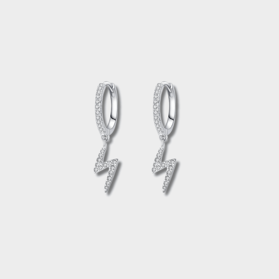 925 Sterling Silver Iced Out Lightning Earrings | GottaIce