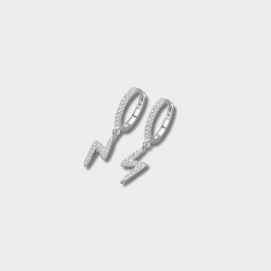 925 Sterling Silver Iced Out Lightning Earrings | GottaIce