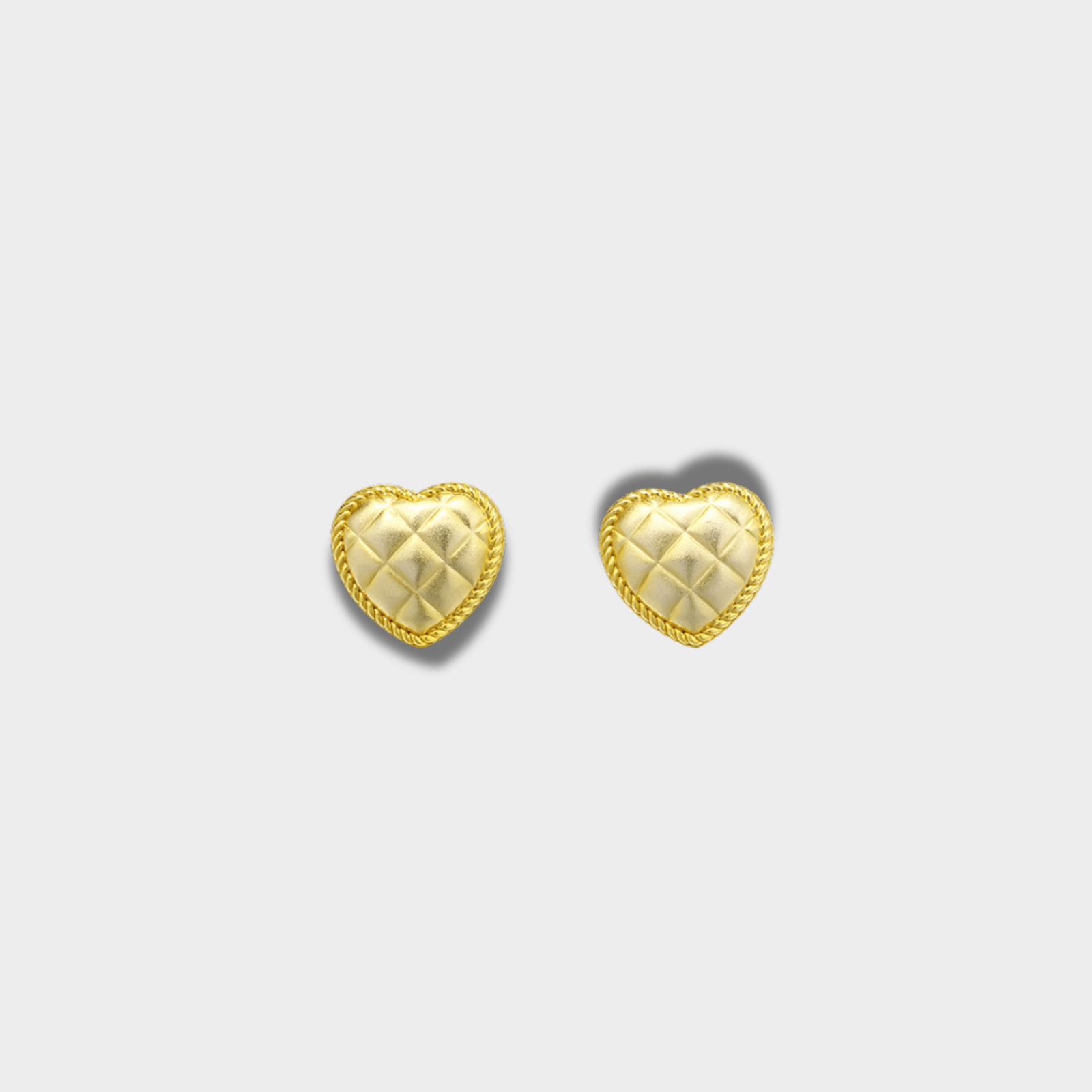 Golden Quilted Heart Silver Necklace and Earrings Set | GottaIce