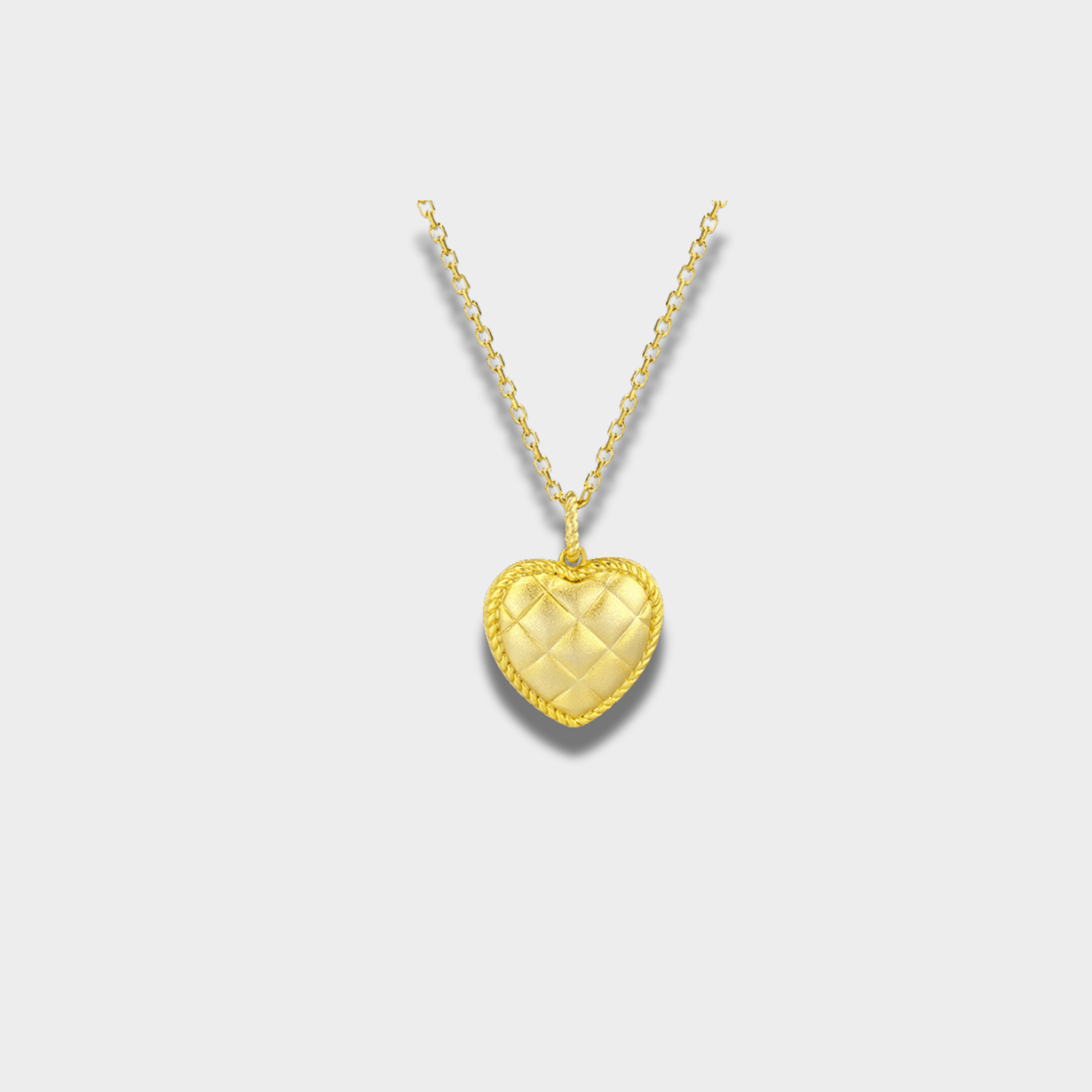 Golden Quilted Heart Silver Necklace and Earrings Set | GottaIce