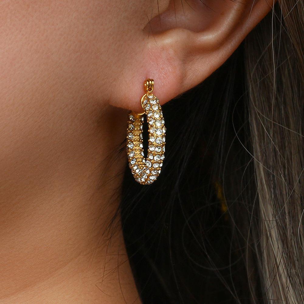 Luxury 18K Gold Plated Cubic Zirconia Hoop Earrings | GottaIce