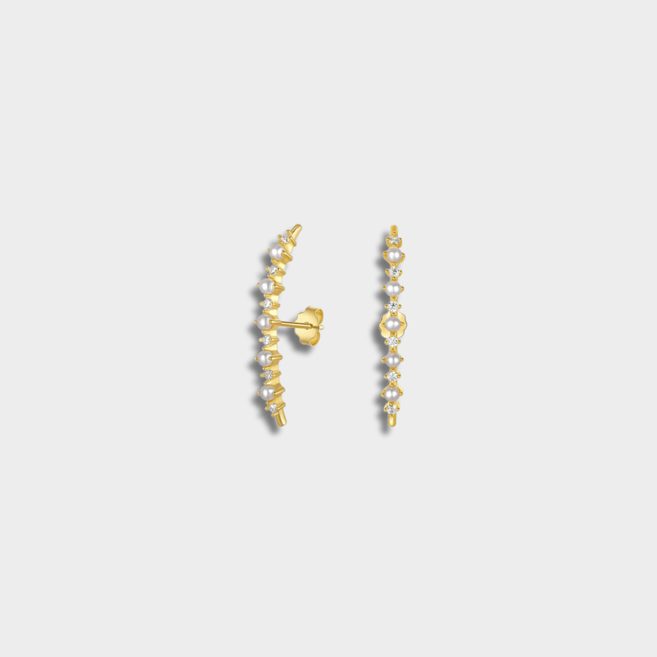 Row Diamond Pearl Earrings | GottaIce