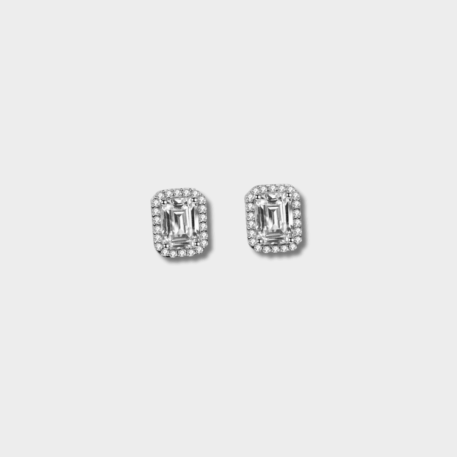 S925 Sterling Silver Rectangular Moissanite Earrings for Women | GottaIce
