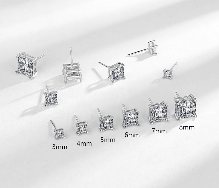 Women's 925 Sterling Silver Square Diamond Stud Earrings | GottaIce